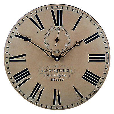Lascelles Glasgow Station Wall Clock, Cream, Dia.36cm